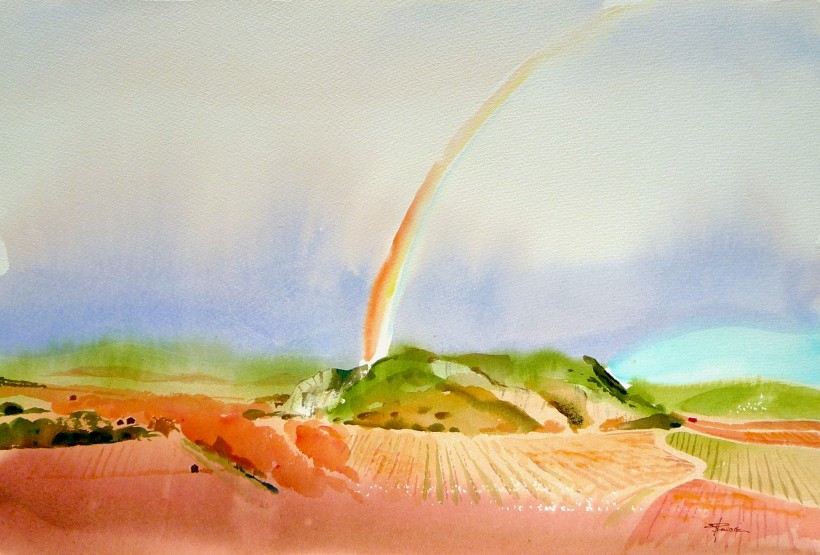 aquarelle l'arc en ciel