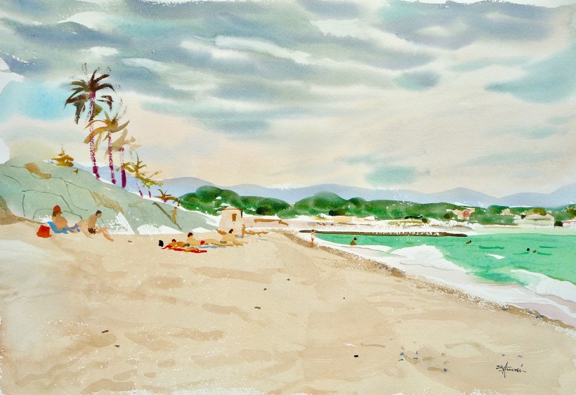 aquarelle à la plage