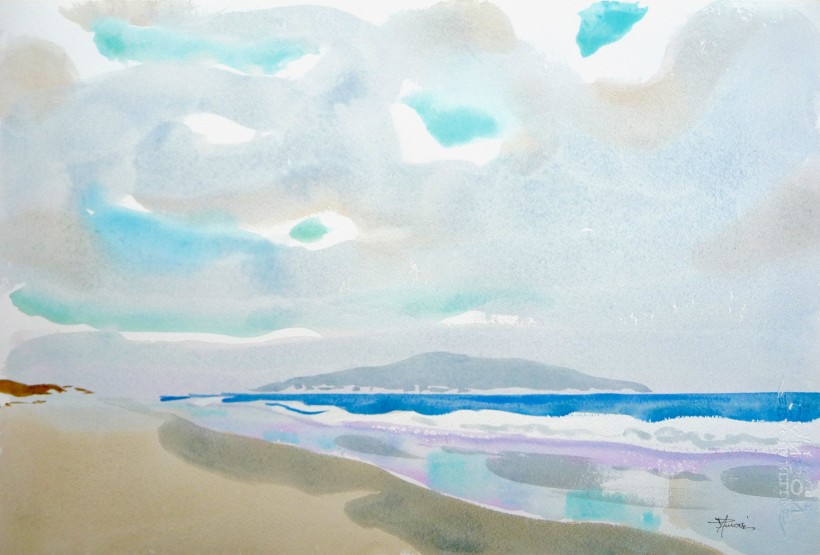 aquarelle à la plage