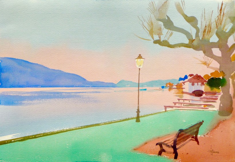 aquarelle du lac