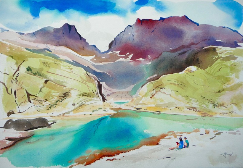 aquarelle en montagne