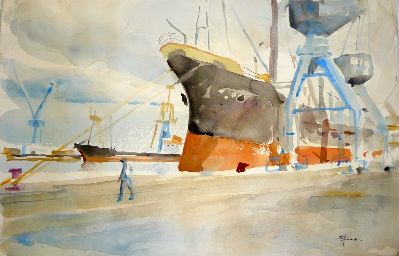 aquarelle des docks